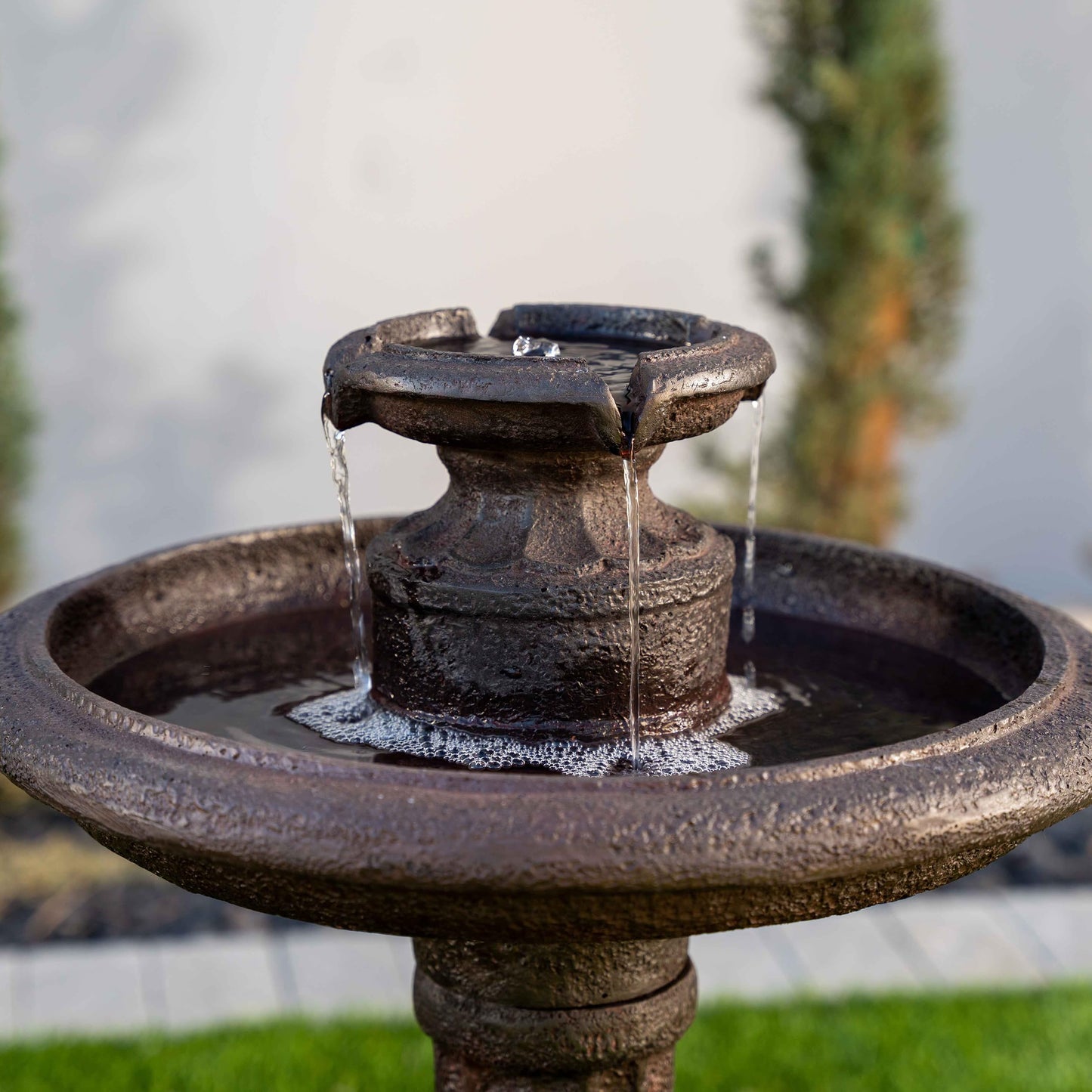 28" Solar Powered Outdoor Bird Bath Water Fountain