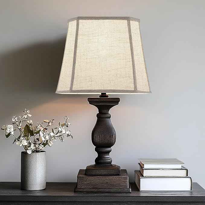 GO&SO 13 Inch Square Lamp Shades Medium,2 Pack Beige Linen Table Lamp Shade 10" × 13"× 10.5" (Spider) Modern Cut Corners Replacement Lampshade for Medium Table & Floor Lamps, Easy Assembly