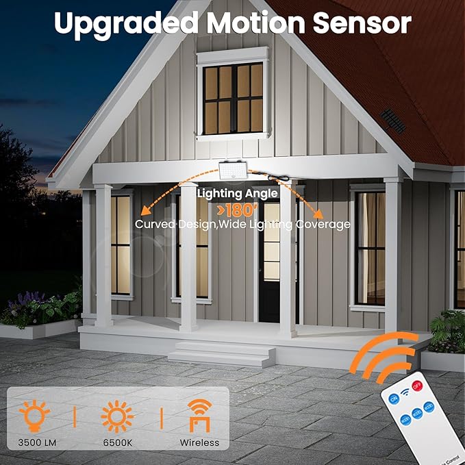 Solar Outdoor Lights, Remote Control Solar Motion Sensor Lights with 3 Modes, Waterproof Dusk to Dawn Powered Security Spot Lights for Outside Patio, Yard (Garage-4pack)