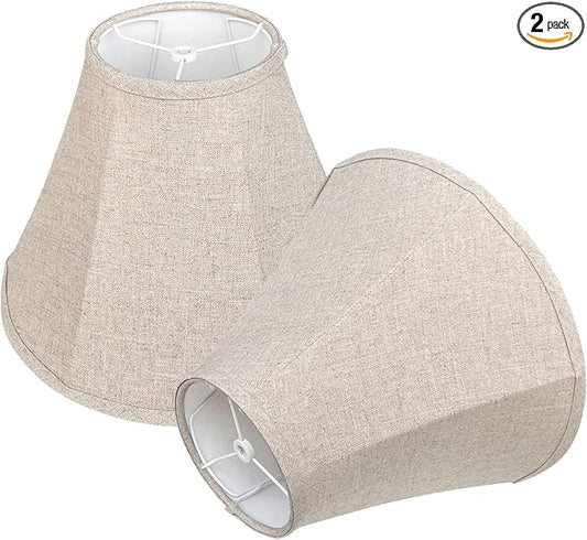 TOOTOO STAR Bell Lamp Shade Set of 2, Linen Lampshade for Floor Light and Table Lamp 6x14x10 inch, DIY Fabric Natural Linen Hand Crafted, Spider (Assembly Required)