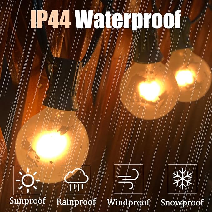 Abeja G40 Outdoor String Light, 25FT Frosted White Christmas String Lights with 27 Frosted White Bulbs, G40 Globe Patio String Lights for Backyard Porch Balcony Party Wedding Umbrella-5W Green Wire