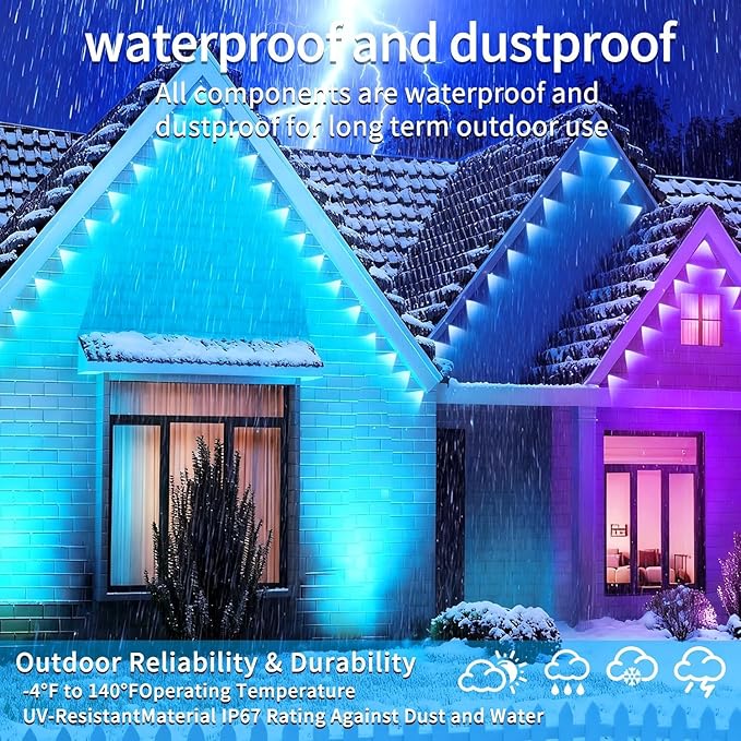 32.8FT Permanent Outdoor RGB Lights,IP67 Waterproof Smart LED Eaves Lights with App/Remote Control,for Christmas and All Holiday Decor,Daily and Accent Lighting,House Roof and Garden Lighting