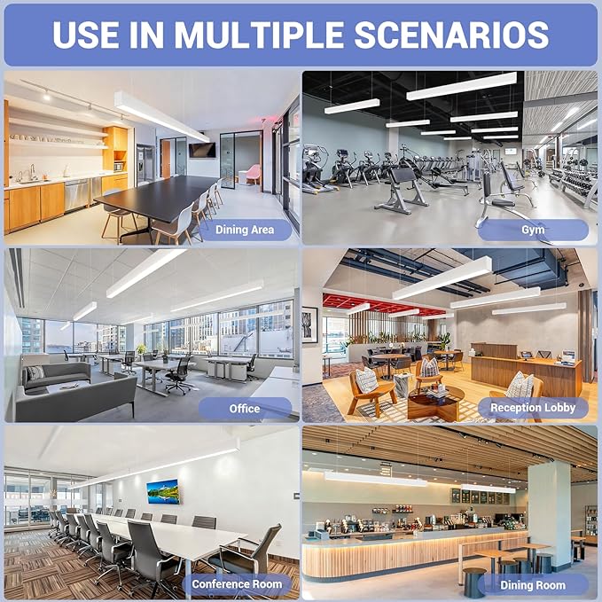 Whtie 1 Pack 4FT LED Linear Lights 50/45/40/35/30W Up and Down Light, 3000K/4000K/5000K 4 Feet Commercial Linkable Shop Lighting for Office Garage Shop Dining Room bar,0-10V Dimmable