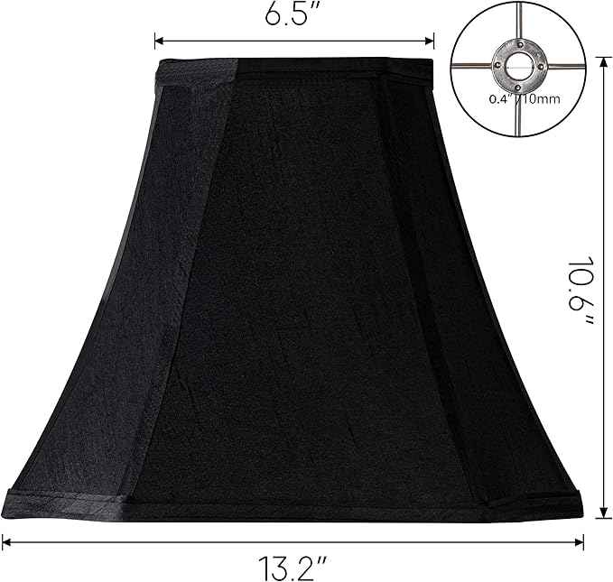 GO&S0 Set of 2 Medium Bell Lamp Shades Black,13.2" Octagonal Lampshade for Table Lamps,Floor Lamp Replac-6.5"x13.2"x10.6"(Spider) Modern Shade for Nightstand,Faux Silk Easy Assembly Required