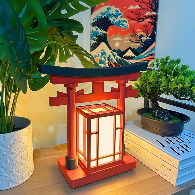 Japanese Torii Gate Lantern 2.0 XL - Exquisite Japanese Decor for Home and Room | Unique Desk Lamp and Table Lamp Design | Mini Japanese Lantern Transforms Any Space (Crimson Red (2.0 XL) - Cordless)