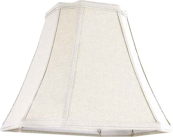 GO&SO Medium Bell Lamp Shades Set of 2,6.5" x 13.2" x10.6" Spider Square Cut Corner Lamp Shade for Table Lamps and Floor Lamp-Vintage Natural Fabric Dark Beige Lampshades Replacement Easy Assembly