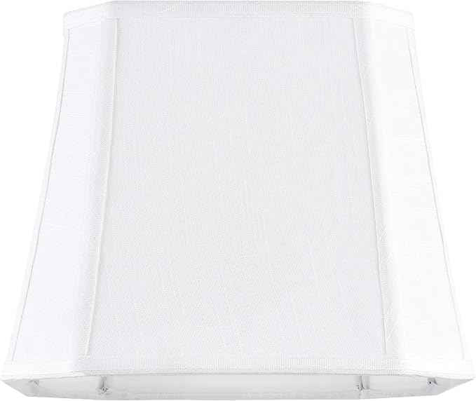 GO&SO 2 Pack White Linen Lamp Shades Square Cut Corners, 10"Top × 13" Bottom × 10.5" High(Spider) Medium Lampshade Replacement for Table Lamp & Floor Lamps Modern,Transitional Style, Easy Assembly