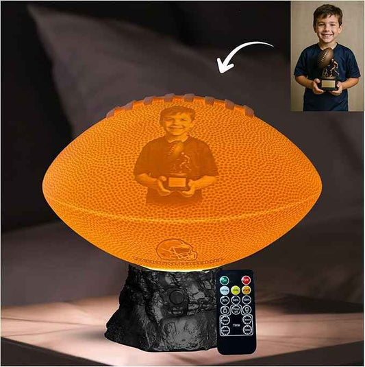Personalized American Football Lamp with Custom Photo & Text – Sports Night Light for Kids & Adults | Boys Room Decor | Gamer Desk Light | Football Gift for Players, Fans & Coaches