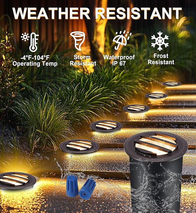 [6 Pack]CLOUDY BAY 9W Low Voltage Landscape Lights,LED Well Lights,Grated Top,12V-24V Waterproof Outdoor,2700K/3000K/3500K/4000K/5000K In Ground Lights for Fence Pathway Deck,Transformer Excluded - Aura Lighting
