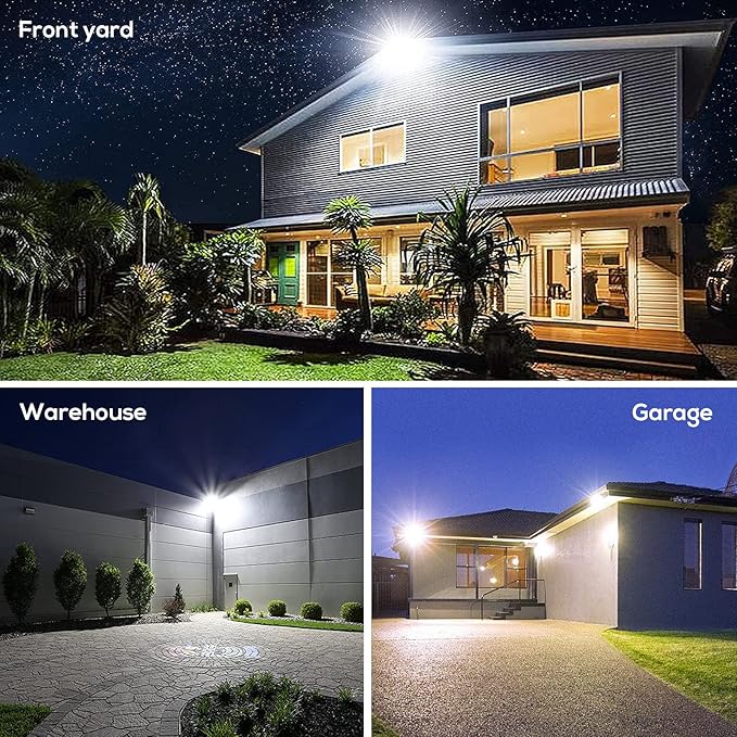 2Pack 80W LED Flood Light Outdoor, Security Light with Dusk-to-Dawn Photocell 5000K Daylight 12,000LM 100-277V Super Bright(800W Halogen Equiv)Adjustable Knuckle Mount IP65 Waterproof for Yard Garage - Aura Lighting