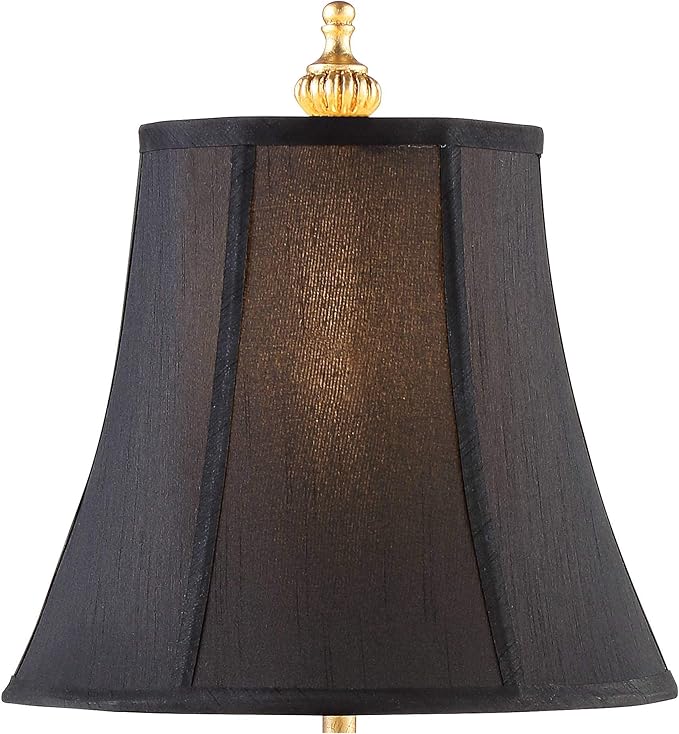 Regency Hill Juliette Traditional French Country Buffet Table Lamps 36.5" Tall Skinny Set of 2 Glam Luxury Style Gold Candlestick Black Fabric Bell Shade for Living Room House Home Entryway
