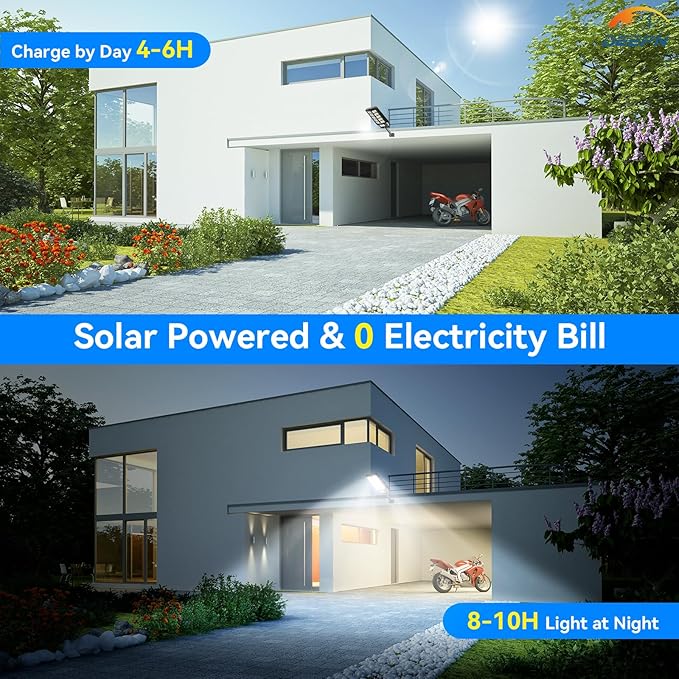 Deepn Solar Lights Outdoor, IP66 Waterproof Street Lights Outdoor, 6500K Dusk to Dawn Solar Security Flood Lights Motion Sensor with Remote Control for Yard, Entryway Garage, Porch, 3 Pack