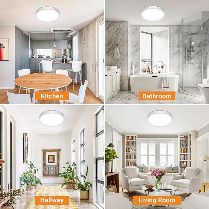 slochi 8Pack LED Flush Mount Ceiling Light Fixture, 9 Inch 18W, 2200LM, Super Slim 0.7 Inch, 3000K-6500K Adjustable Low Profile LED Ceiling Lights for Bathroom, Closet, Hallway(White)