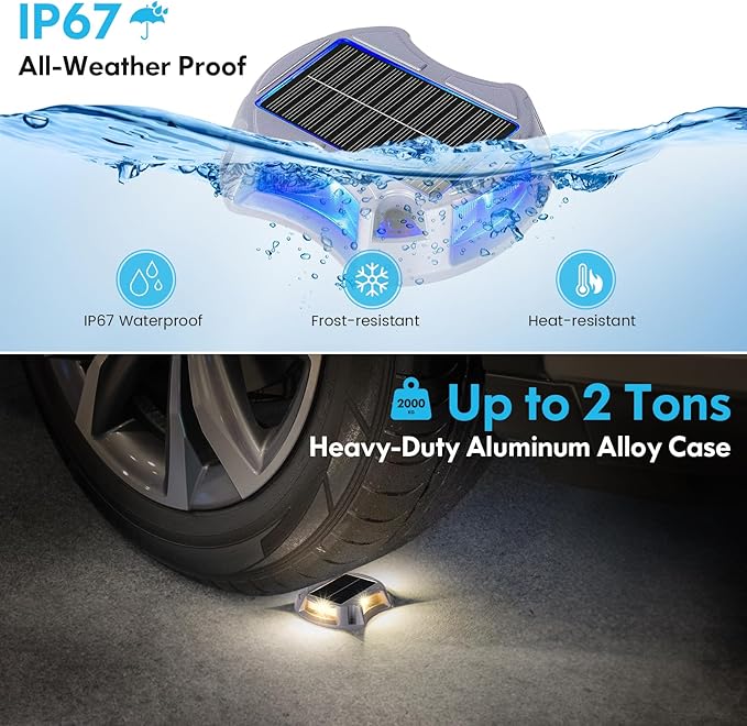 Bosceos Solar Driveway Lights Outdoor 16-Pack, Solar Deck Lights RGB Color Modes Dock Light Waterproof Driveway Markers Step Light for Sidewalk Stair Garden Pathway Walkway Yard