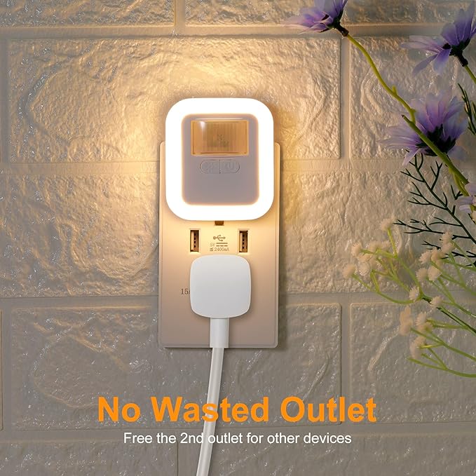 YELKO Night Light Plug in,[4Pack] Dimmable Motion Sensor Nightlights with 10Levels Adjustable Brightness[1-200LM], Cool White LED Lights for Bathroom, Stairs,Hallway