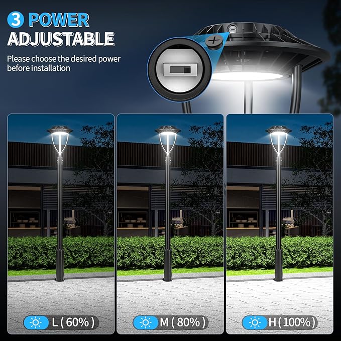 10 PCS 100W LED Post Top Light with Photocell, DLC ETL Listed Outdoor Pole Light Fixture 14000 LM, 5000K LED Lamp Post Light, IP65 Commercial Street Area Lighting for Parking Lot Yard Garden, 120-277V