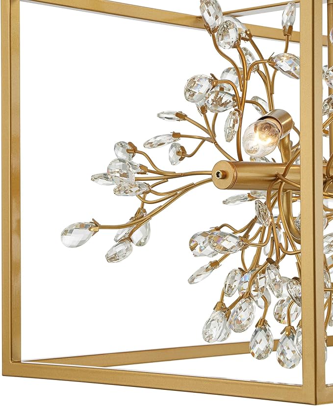 Possini Euro Design Carrine Gold Linear Island Pendant Chandelier 38 1/2" Wide Modern Clear Crystal Accents 8-Light Fixture for Dining Room House Foyer Kitchen Entryway Bedroom Living High Ceilings