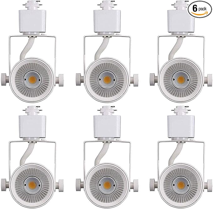 CLOUDY BAY 8W 4000K Cool White Dimmable LED Track Light Head,CRI90+ True Color Rendering Adjustable Tilt Angle Track Lighting Fixture,40° Angle for Accent Retail,White Finish,Halo Type- Pack of 6 - Aura Lighting