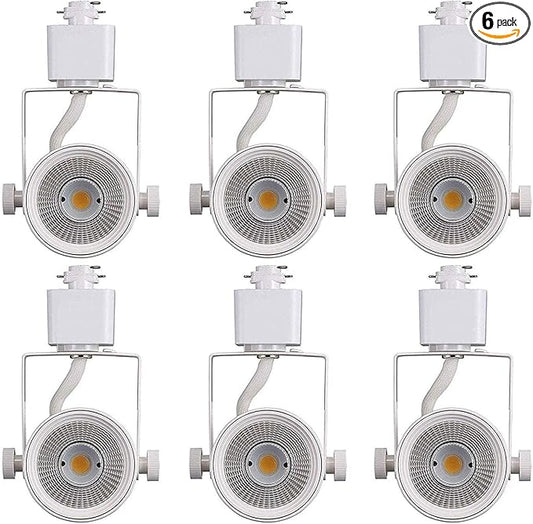 CLOUDY BAY 8W 4000K Cool White Dimmable LED Track Light Head,CRI90+ True Color Rendering Adjustable Tilt Angle Track Lighting Fixture,40° Angle for Accent Retail,White Finish,Halo Type- Pack of 6 - Aura Lighting