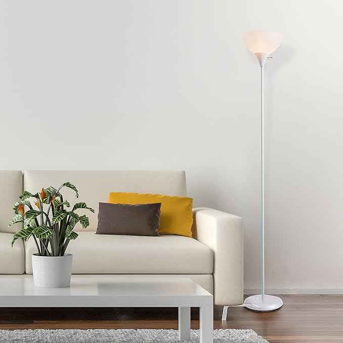 Newhouse Lighting NHFL-JO-WH Joey 71-inch Modern Standing, Torchiere Floor Lamp for Bedrooms, Living Room | Durable Floor Lamp for Home, Office, Reading (White)