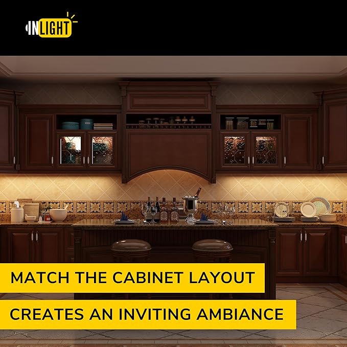 GETINLIGHT 32-inch Swivel LED Under Cabinet Lights, Glass Lens, Selectable White 2700K/4000K/5000K, Dimmable with Wall Dimmers, Bronze Finish, IN-0202-4-BZ