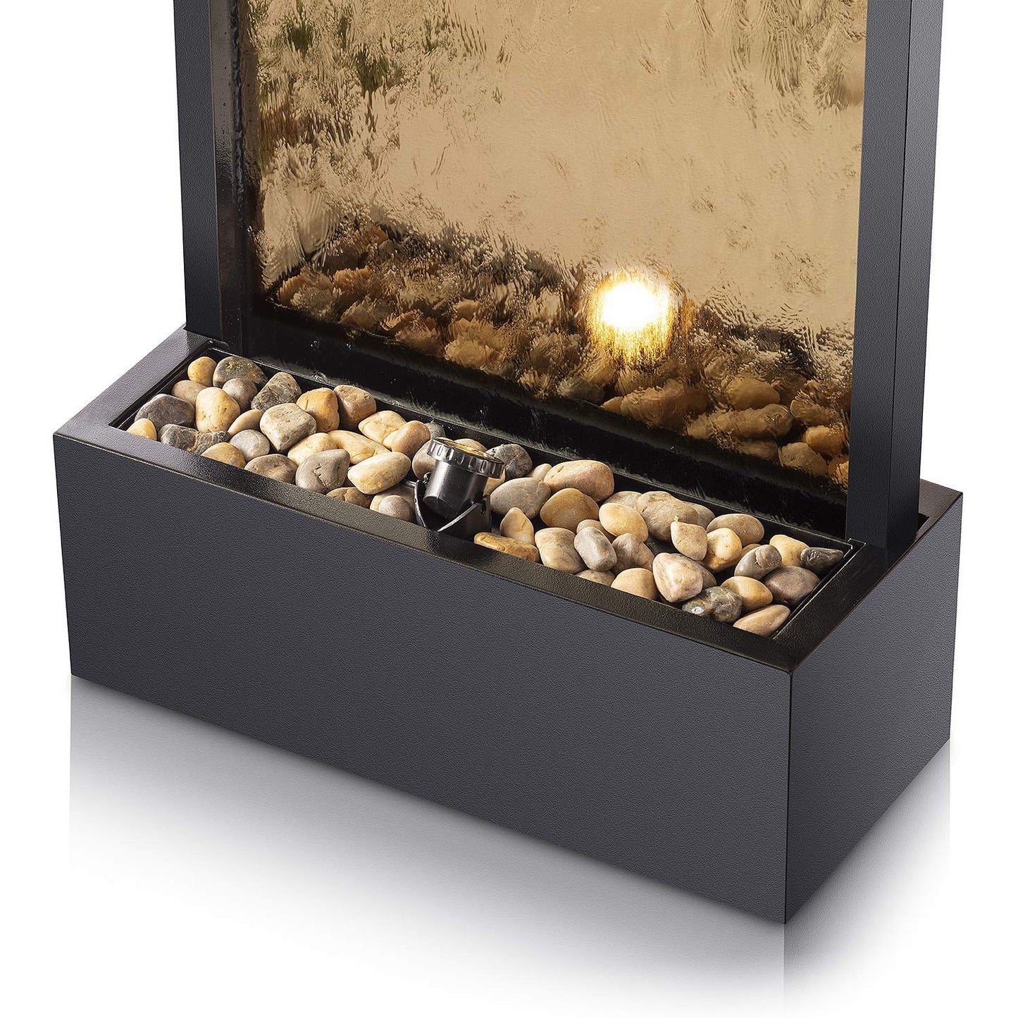 72" Bronze Mirror Waterfall Fountain with LED Lights