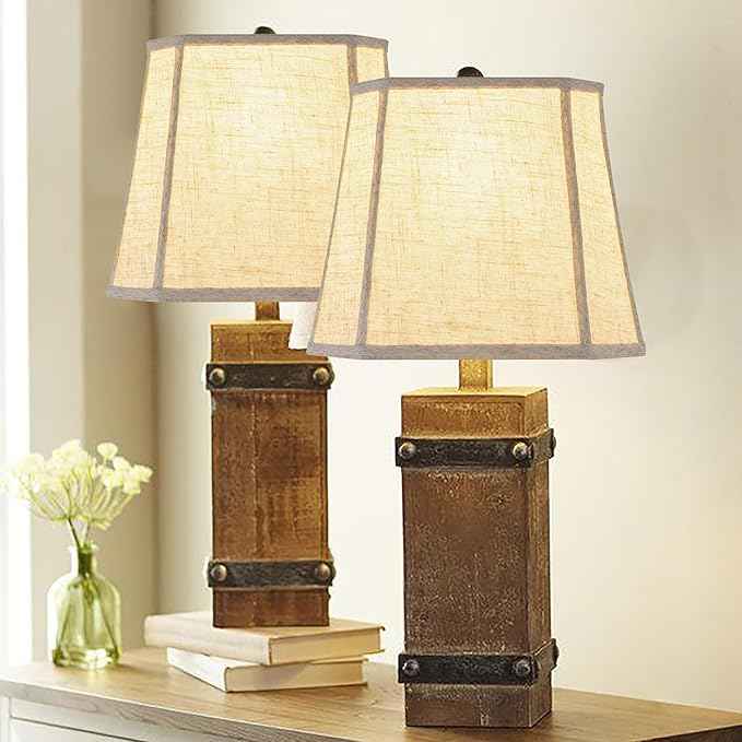 GO&SO 13 Inch Square Lamp Shades Medium,2 Pack Beige Linen Table Lamp Shade 10" × 13"× 10.5" (Spider) Modern Cut Corners Replacement Lampshade for Medium Table & Floor Lamps, Easy Assembly