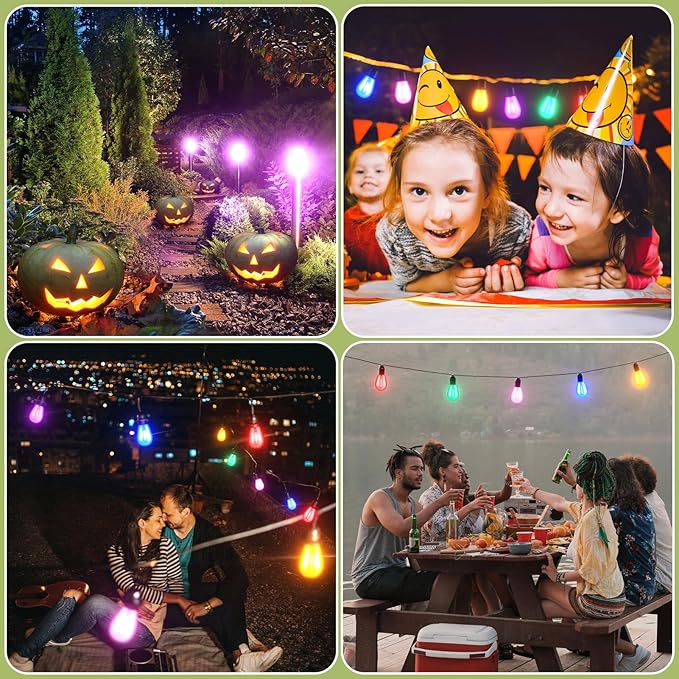 12-Pack Orange Purple String Light Bulbs, Patio String Light Replacement Bulbs for Outdoor Indoor, 1W E26 Base S14 LED Bulbs for Christmas Halloween,Holiday,Home Decor(6 Orange + 6 Purple)