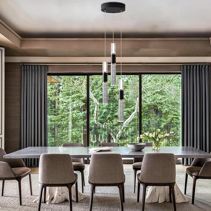Black and Gold Pendant Light for Kitchen Island,Dimmable Modern Led Pendant Lighting 3 Pack,Luxury Kitchen Island Lighting with Remote 3000K-6500K Color Changing