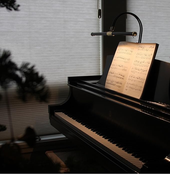 Cocoweb 22" LED Grand Piano Light in Mahogany Bronze with Brass Accents with Dimmer Clip - Aura Lighting