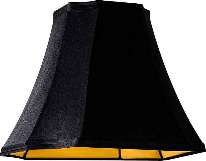 GO&S0 13.2" Medium Bell Lamp Shade Black,Octagonal Lampshade for Table Lamps,Floor Lamp Replac-6.5"x13.2"x10.6"(Spider) Modern Shade for Nightstand,Faux Silk Easy Assembly Required (Set of 1)