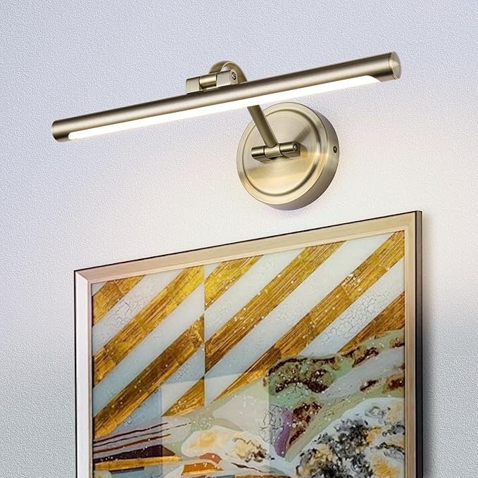 Modern Dimmable Picture Lights for Wall 15.7" Hard-Wired LED Picture Frame Lights for Paintings Gallery Light with Adjustable Swing Arm Display Lights For Artwork, 7W, 2700K, Warm White Antique Bronze