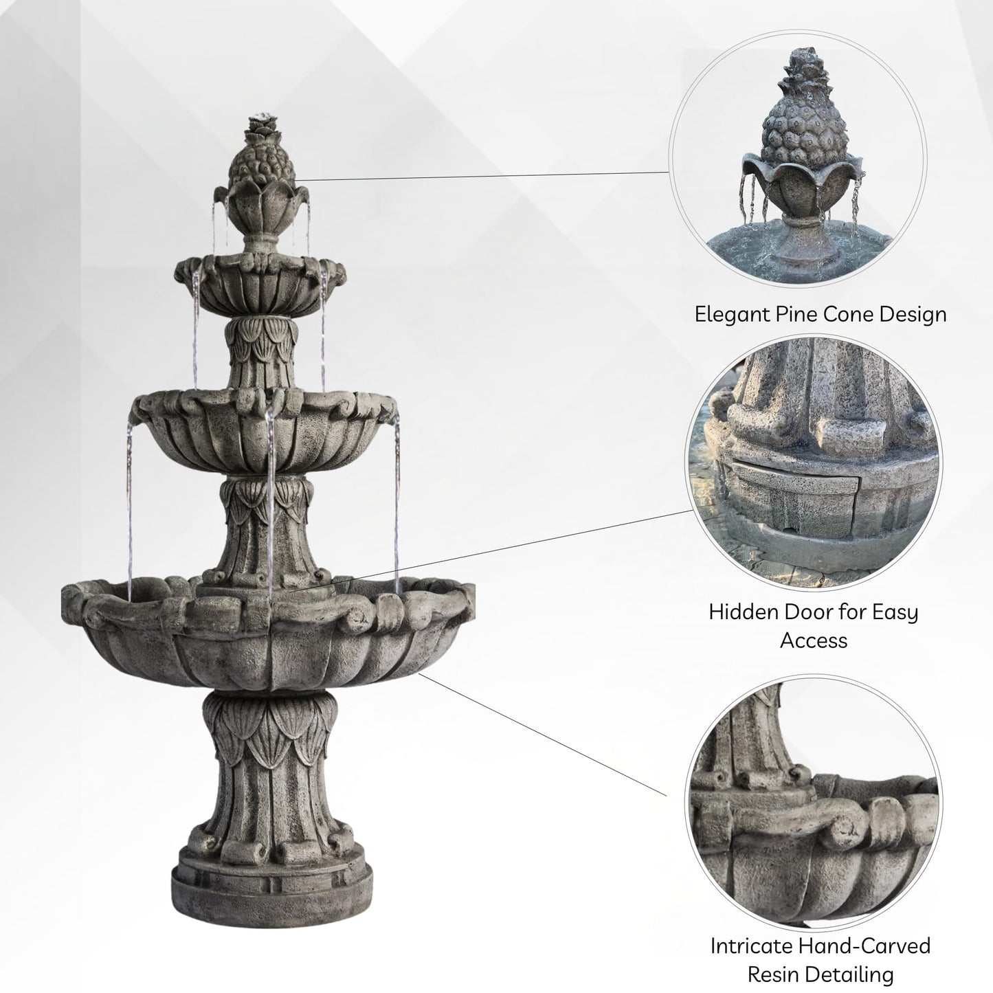 Large Outdoor Electric Bird Bath Fountain 58.3"