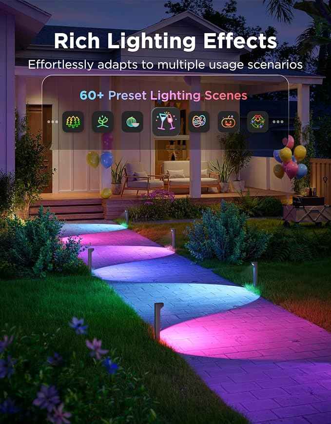 Govee Outdoor Pathway Lights 2 Lite 4 pack, IP67 Waterproof, 16 Million Colors, 60+ Scene Modes Patio Lights for Path,Landscape Lighting, Outdoor Decor, Compatible with Alexa, Google Assistant, Matter