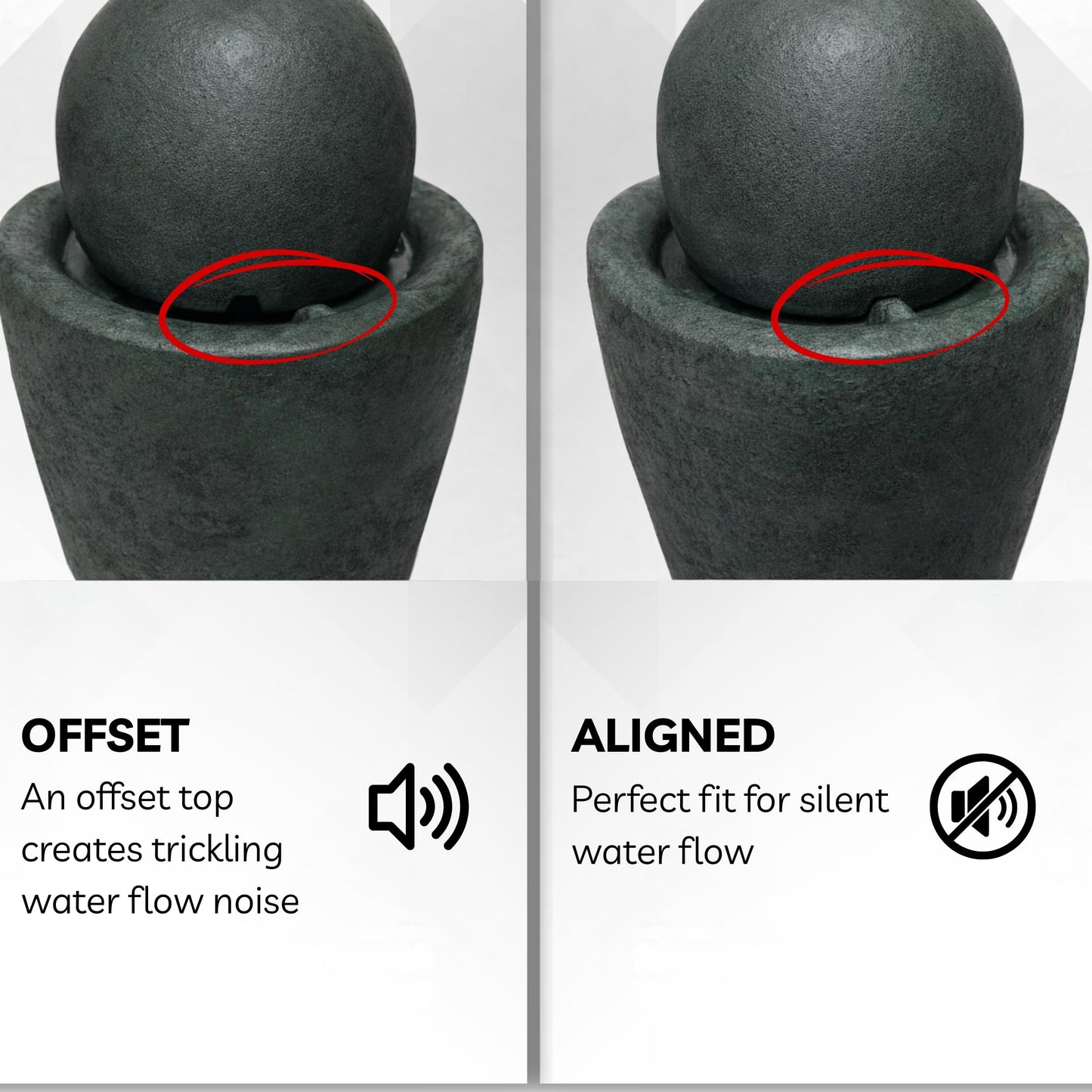 25.98" Modern Sphere Water Fountain with LED Light