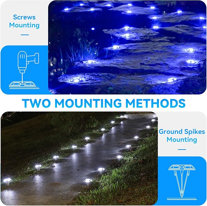 AGPTEK Solar Driveway Light 1 Pack, 2 Colors in 1 Outdoor Solar Deck Dock Marine Waterproof LED Driveway Marker Security Lights for Outside Pathway,Boat Dock,Step,Walkway,Path,Garden
