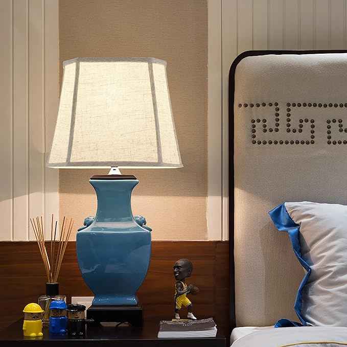 1 Pack Beige Linen Square Lamp Shade 10"Top × 13" Bottom × 10.5" High(Spider) Square Cut Corners, Handcrafted, Easy Assembly Medium Modern lampshade for Table & Floor Lamps By GO&SO