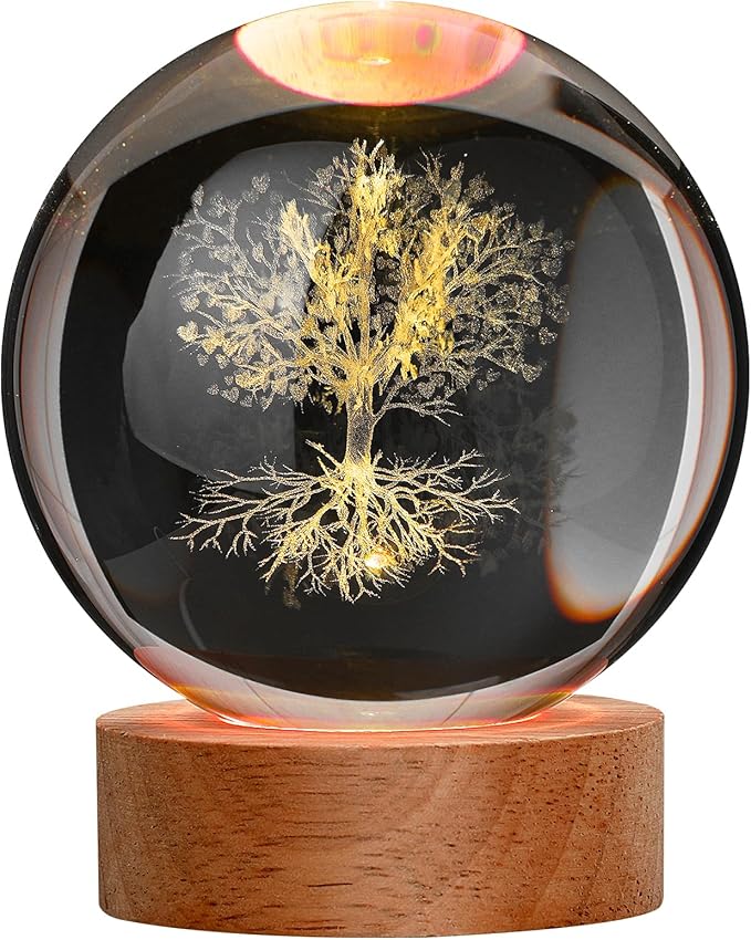 Large 3D Tree Night Light Crystal Ball, Spiritual Gifts for Women Crystal Lamp 16 Color Changing with Remote Control for Bedroom Decor, Spiritual Decor Tree Figurines