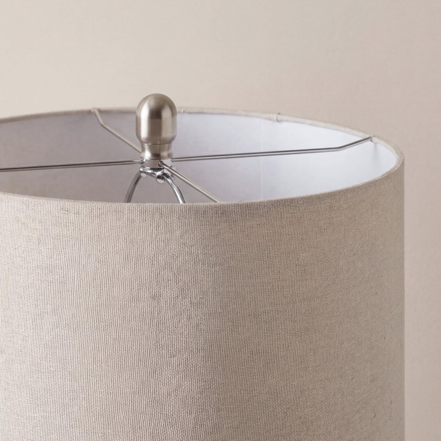 Home 24" Natural Beige Textured Ceramic Table Lamp with Tan Linen Shade