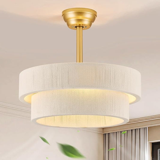 Boho Ceiling Fan with Light, Caged Fandelier Ceiling Fan with Light and Remote Control, Rattan Chandelier Fan for Bedroom, Living Room,Kitchen,Foyer(20 Inch, 6 Speed, Timing Adjustable Height)