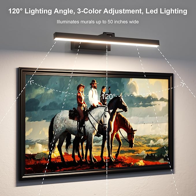 15.7" 10000mAh Rechargeable Picture Wall Light,3CCT Dimmable Wall Sconce with Remote/Touch Control,Battery Operated Art Light for Paintings,Display, Wall, Artwork, Gallery(Black,1Pack)