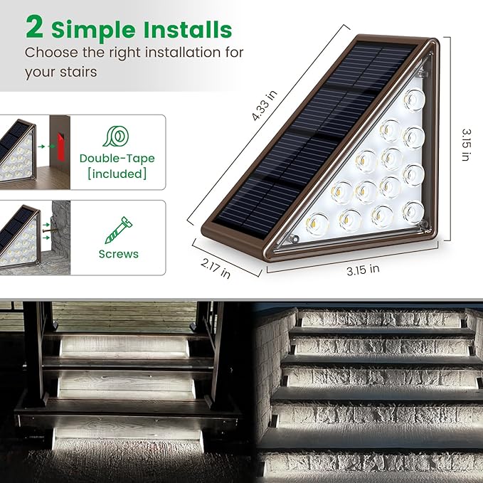 Solar Step Lights for Outside, 24-Pack Waterproof IP67 Deck Lights for Staircase, Patio, Front Step (Cool White)