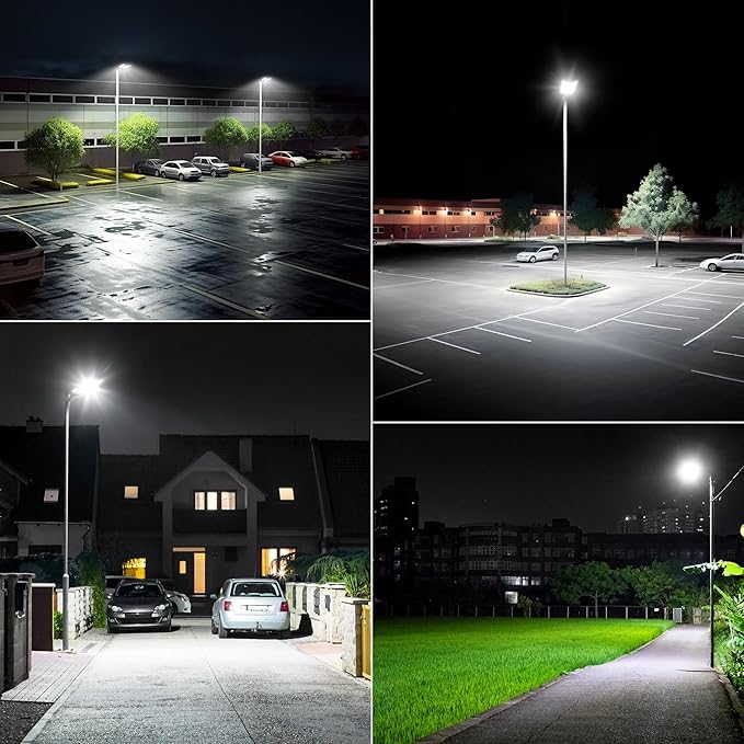 10000W Solar Street Lights, 7000K Solar Lights Outdoor Motion Sensor, Commercial Parking Lot Light Dusk to Dawn, 320° Wide Angle Solar Street Lights Outdoor IP66 Waterproof for Yard(2 Pack)