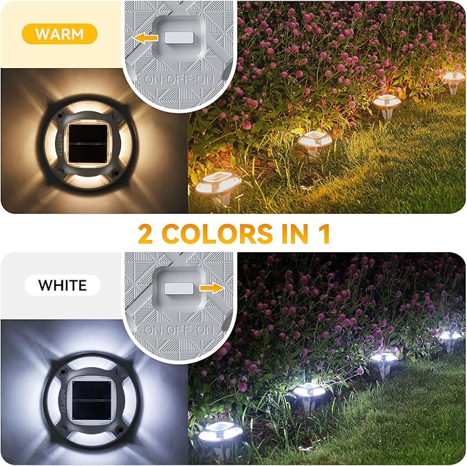 AGPTEK Solar Driveway Lights 24 Pack, 2 Colors in 1 Outdoor Solar Deck Dock Marine Waterproof LED Driveway Marker Security Lights for Outside Pathway,Boat Dock,Step,Walkway,Path,Garden