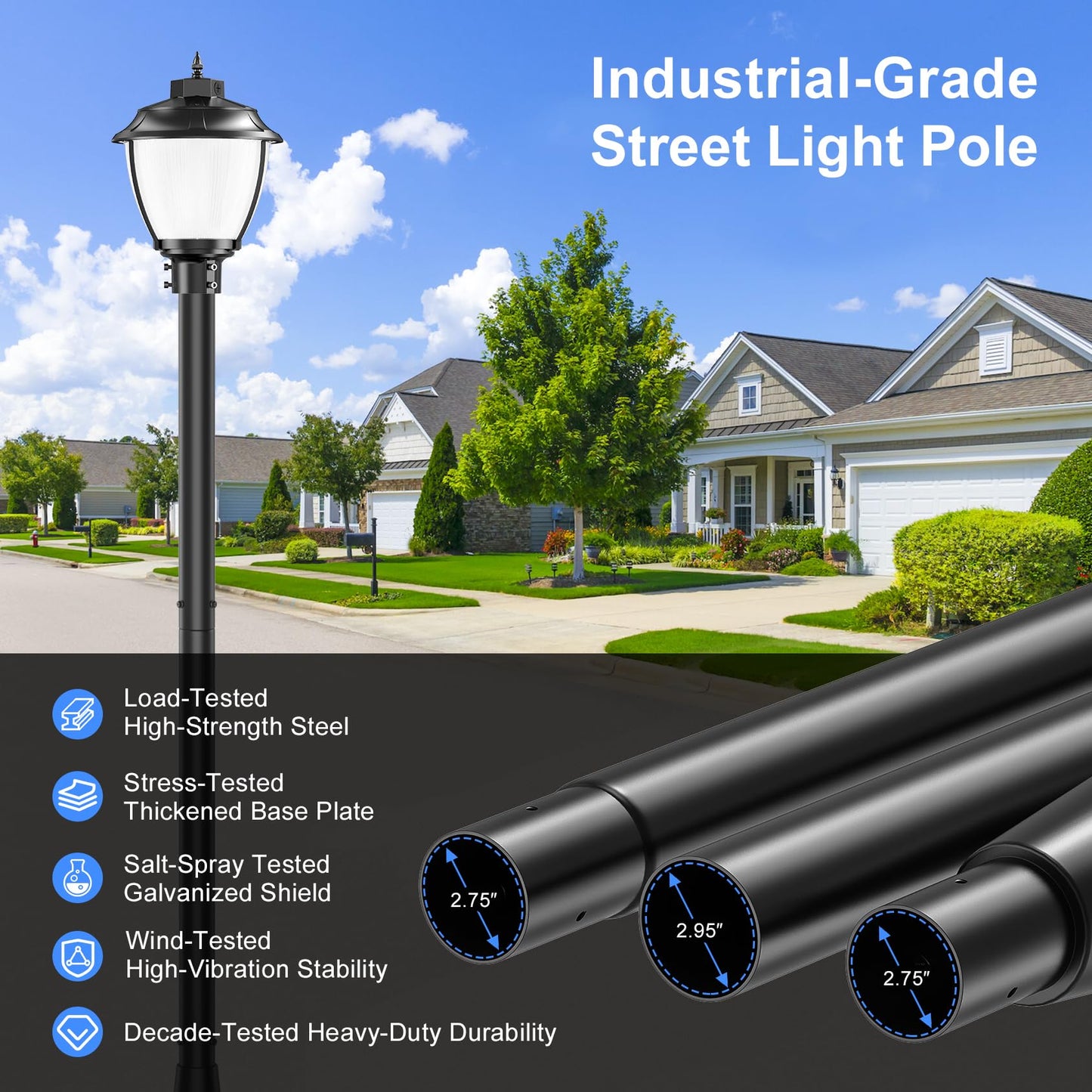 4Pack 10FT Street Light Pole for Post Top Light (10 FT)