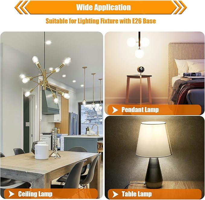 12 Pack 4000K Cool White Dimmable LED Light Bulbs 40W Equivalent, E26 Base Edison Bulbs 40 Watt, Vintage 4W LED Bulbs, Decorative ST19 Bulbs for Ceiling Light Fixtures