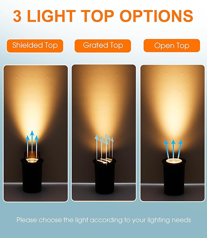 [6 Pack] CLOUDY BAY 9W LED Landscape Well Lights,2700K/3000K/3500K/4000K/5000K Selectable,Low Voltage 12V/24V Ground Lighting,Waterproof Outdoor In Ground Lights for Uplights,Transformer Excluded - Aura Lighting