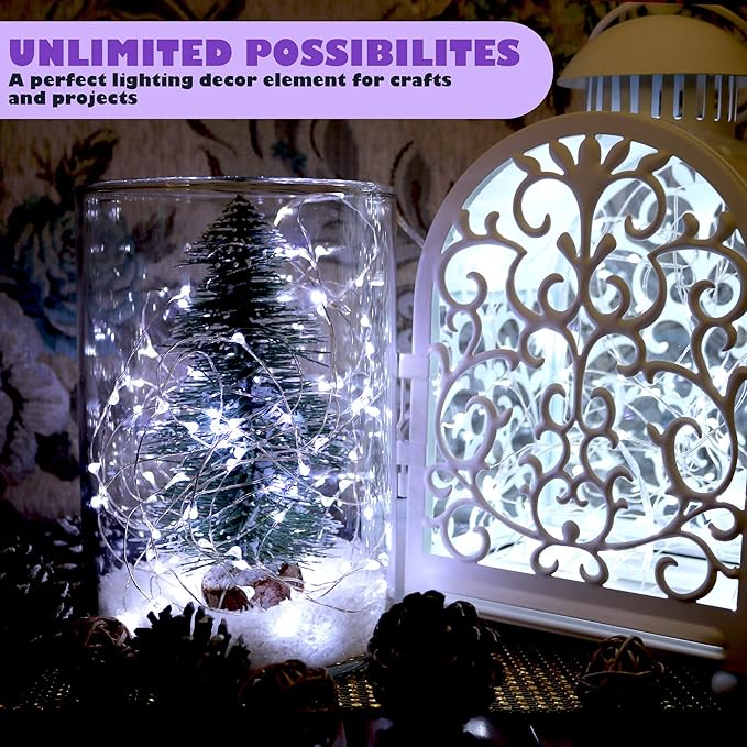 [12-Pack] 8 Modes Fairy String Lights with Timer, 20 LEDs Lights on 6.5ft Silver Wire,Fairy Lights Battery Powered 2xCR2032, 3 to 4 Days in the Timing, Party,Wedding,Christmas Table Decor,Cool White