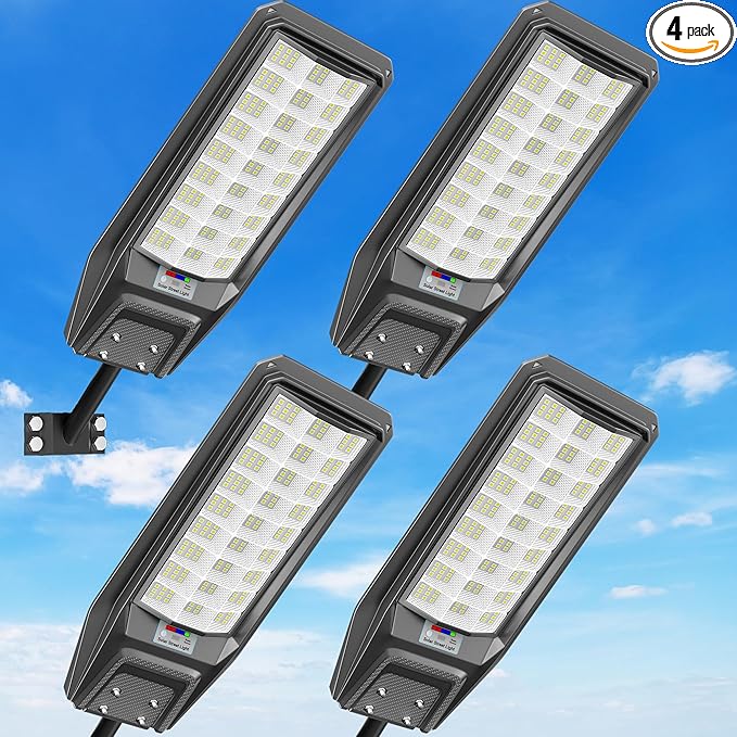 8500W Solar Street Light Outdoor Waterproof, 250000LM Large Commercial Light Solar Powered Dusk to Dawn LED Security Flood Lights with Remote/Motion Sensor, IP67 for Parking Lot/Garden/Yard