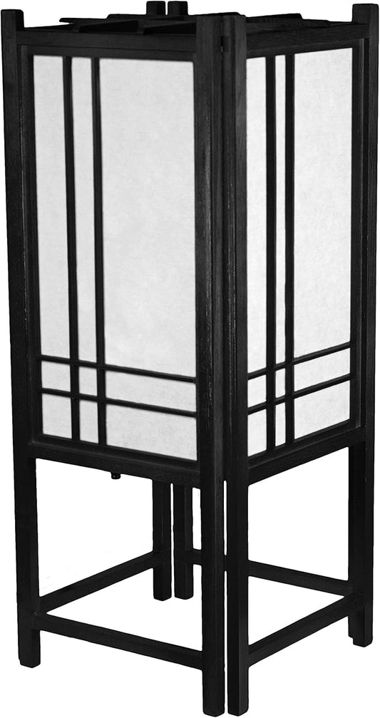 Red Lantern 18" Double Cross Shoji Lamp, Black